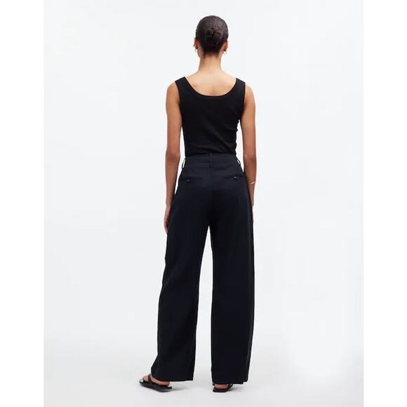 Madewell Black Dark Pavement Harlow Wide Leg Pleated Sailor Pants Size 8 Petite - Picture 2 of 11